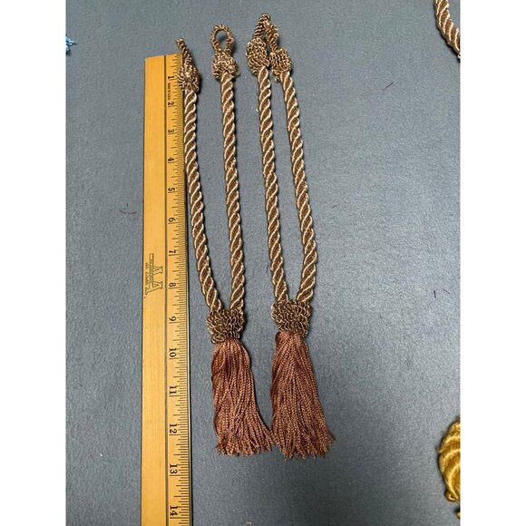 Vintage Brown Tassel Curtain Tiebacks 13" Long St of 2 Elegant Home Decor - Picture 4 of 12